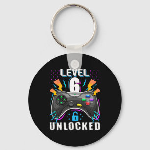 Level 6 Unlocked Video Game 6th Birthday Gamer Gif Key Ring
