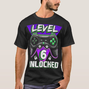 Level 6 Unlocked Video Game 6th Birthday Gamer Gif T-Shirt