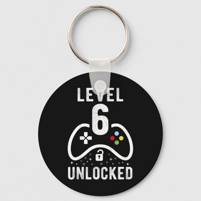 Level 6 Unlocked Video Game 6th Birthday Gift  Key Ring (Front)