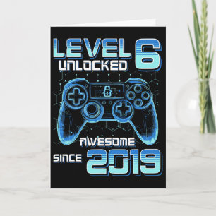 Level 6 Unlocked Video Game Party 6th Birthday Gam Card