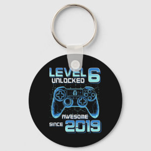 Level 6 Unlocked Video Game Party 6th Birthday Gam Key Ring