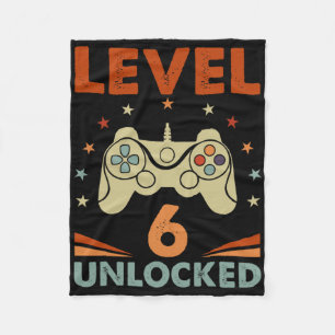 Level 6 Unlocked Video Gamer 6th Birthday 6 Year O Fleece Blanket