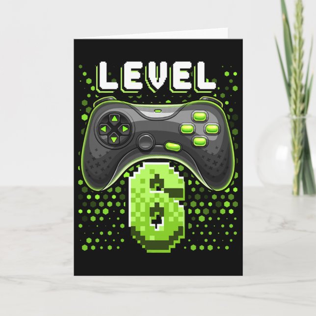 Level 6 Video Game Controller 6th Birthday Gamer G Card (Front)