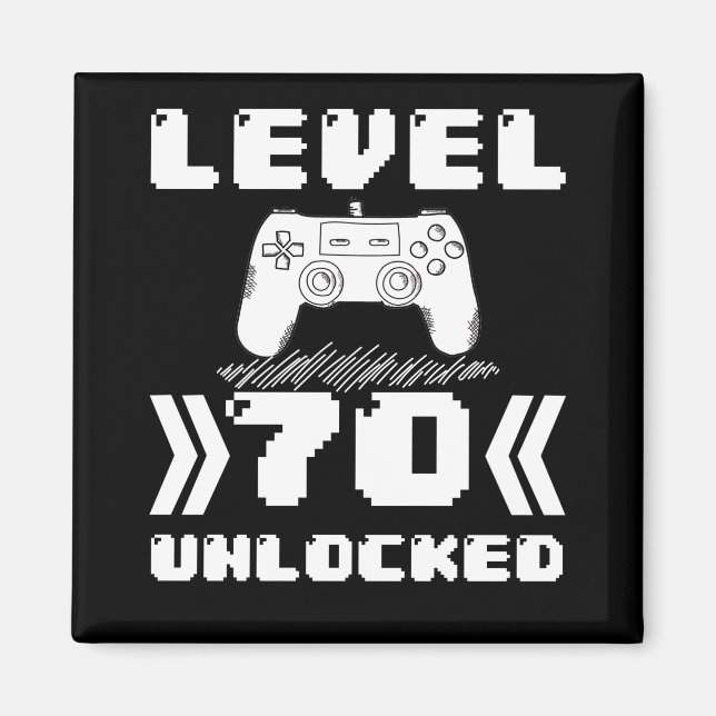 Level 70 Unlocked 70th Birthday 70 Year Old Gamer Magnet (Front)