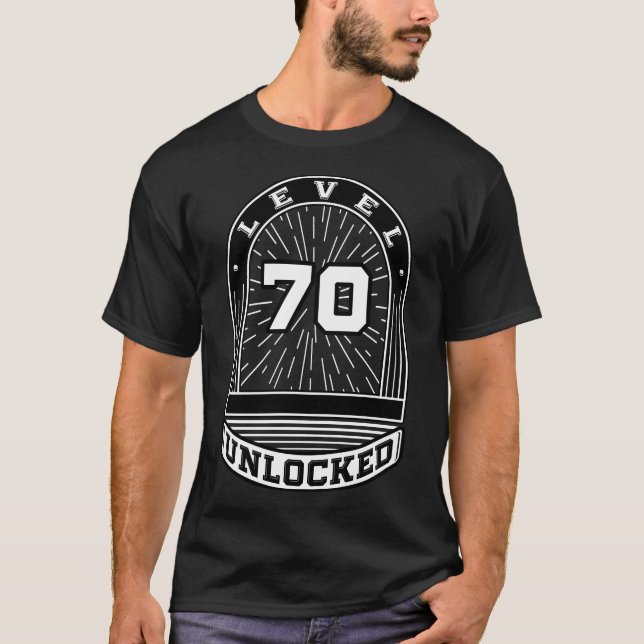 Level 70 Unlocked - Gaming & 70th Birthday Gift T-Shirt (Front)