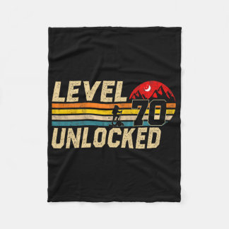 Level 70 Unlocked Vintage 70 Year Old Hikers 70th  Fleece Blanket