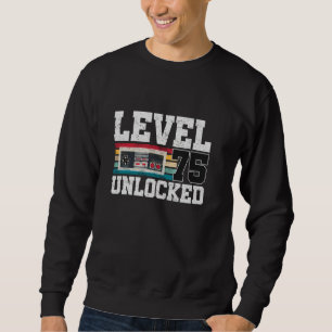 Level 75 Unlocked 75 Year Old Gift Video Gamer 75t Sweatshirt