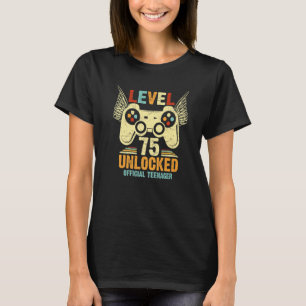 Level 75 Unlocked Official Teenager 75th Birthday  T-Shirt