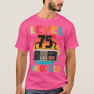 Level 75 Unlocked  Video Gamer 75th Birthday Gifts T-Shirt