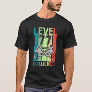 Level 77 Unlocked Video Gamer 77th Birthday Tee