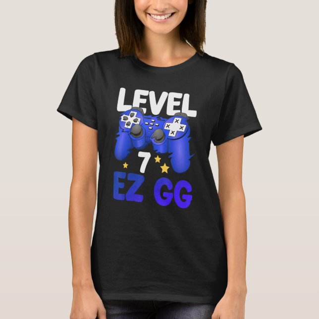 Level 7 EZ GG 7th Gamer Boy Teenager Controller Bi T-Shirt (Front)