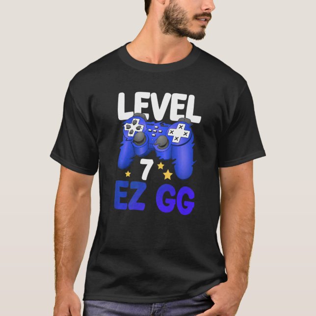 Level 7 EZ GG 7th Gamer Boy Teenager Controller Bi T-Shirt (Front)