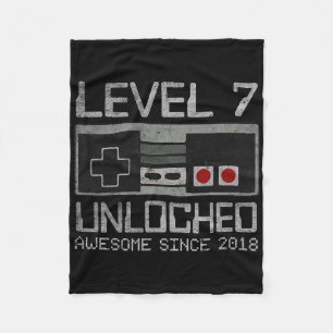 Level 7 Unlocked 7th Birthday 7 Year Old Video Gam Fleece Blanket