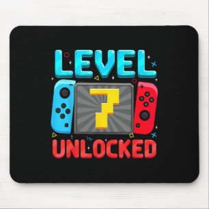 Level 7 Unlocked 7th Birthday Boy Gamer 7 Year Old Mouse Pad