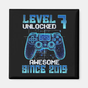 Level 7 unlocked 7th birthday boys video gamer magnet