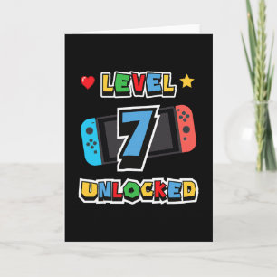 Level 7 Unlocked 7th Birthday Kids Video Game 7 Ye Card
