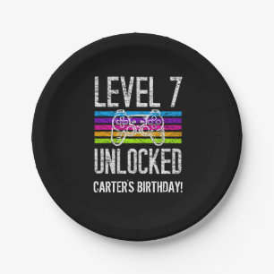 Level 7 Unlocked 7th Birthday Personalised Paper P Plate