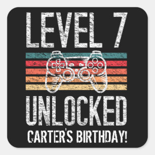 Level 7 Unlocked 7th Birthday Personalised Square Sticker