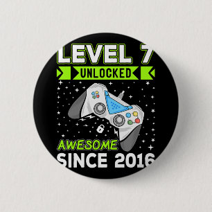 Level 7 Unlocked Awesome 2016 Video Game 7th Birth 6 Cm Round Badge
