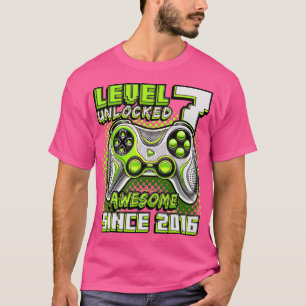 Level 7 Unlocked Awesome 2016 Video Game 7th Birth T-Shirt