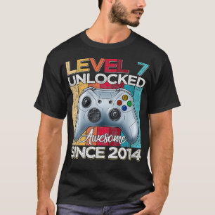 Level 7 Unlocked Awesome Since 2014 7th Birthday G T-Shirt