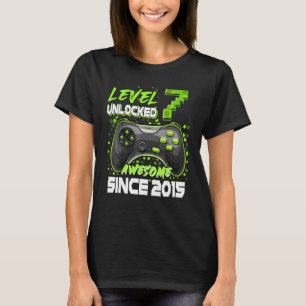 Level 7 Unlocked Awesome Since 2015 7th Birthday B T-Shirt