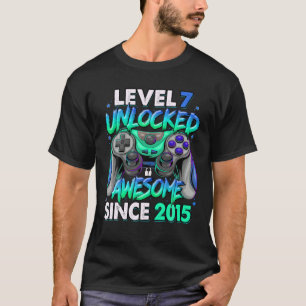 Level 7 Unlocked Awesome Since 2015 7Th Birthday G T-Shirt