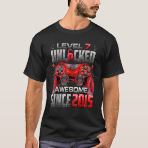 Level 7 Unlocked Awesome Since 2015 7th Birthday G T-Shirt