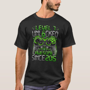 Level 7 Unlocked Awesome Since 2015 7th Birthday T-Shirt