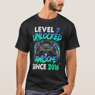 Level 7 Unlocked Awesome Since 2016 7th Birthday G T-Shirt