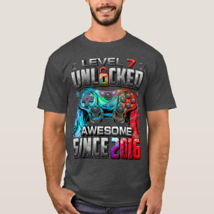Level 7 Unlocked Awesome Since 2016 7th Birthday G T-Shirt