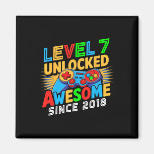 Level 7 Unlocked Awesome Since 7th Birthday Gamer  Magnet