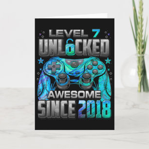 Level 7 Unlocked Awesome Since 7th Birthday Gaming Card