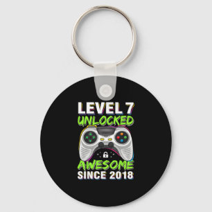 Level 7 Unlocked Awesome Since 7th Birthday Gaming Key Ring