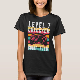 Level 7 Unlocked Completed Game Happy 7th Birthday T-Shirt