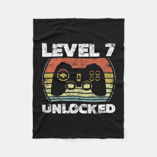 Level 7 Unlocked Funny Video Gamer 7th Birthday  Fleece Blanket