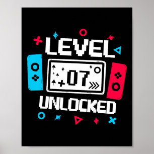 Level 7 Unlocked Gamer - 7th Birthday Gift Video G Poster