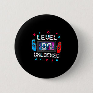 Level 7 Unlocked Gamer 7th Birthday Gift Video Gam 6 Cm Round Badge