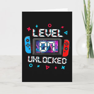 Level 7 Unlocked Gamer 7th Birthday Gift Video Gam Card