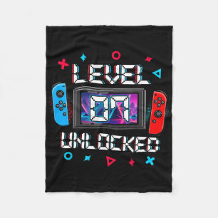 Level 7 Unlocked Gamer 7th Birthday Gift Video Gam Fleece Blanket