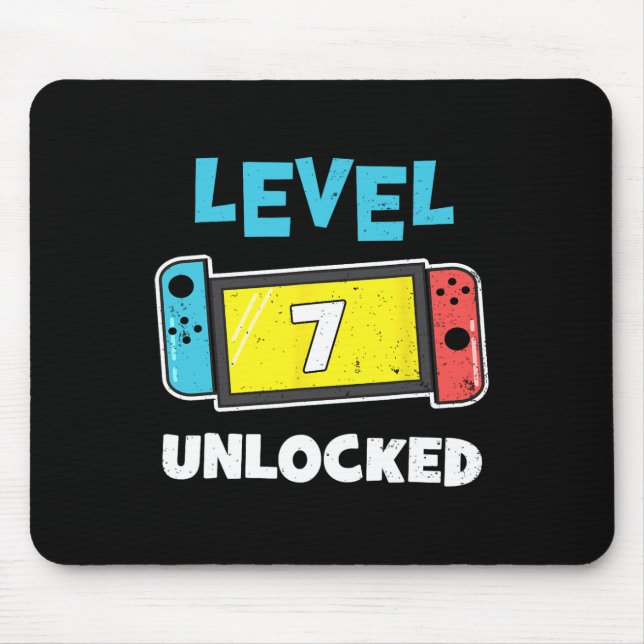 Level 7 Unlocked Gamer 7th Birthday Gift Video Gam Mouse Pad (Front)