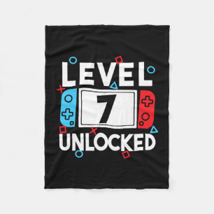 Level 7 Unlocked Gamer 7th Birthday Video Game Boy Fleece Blanket