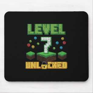 Level 7 Unlocked Pixel Gamer 7th Birthday Gaming B Mouse Pad