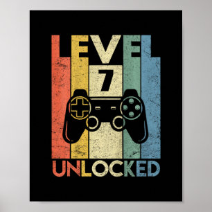 Level 7 Unlocked Shirt Funny Video Gamer 7th Birth Poster