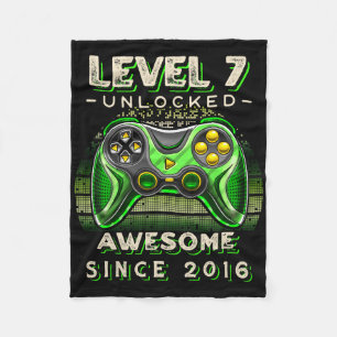 Level 7 Unlocked Video Game 7th Birthday 7 Yr Old Fleece Blanket