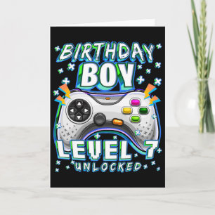 Level 7 Unlocked Video Game 7th Birthday Gamer Boy Card