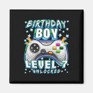 Level 7 Unlocked Video Game 7th Birthday Gamer Boy Magnet