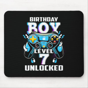 Level 7 Unlocked Video Game 7th Birthday Gamer Boy Mouse Pad