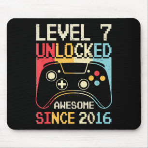 Level 7 Unlocked Video Game 7th Birthday Gamer Boy Mouse Pad