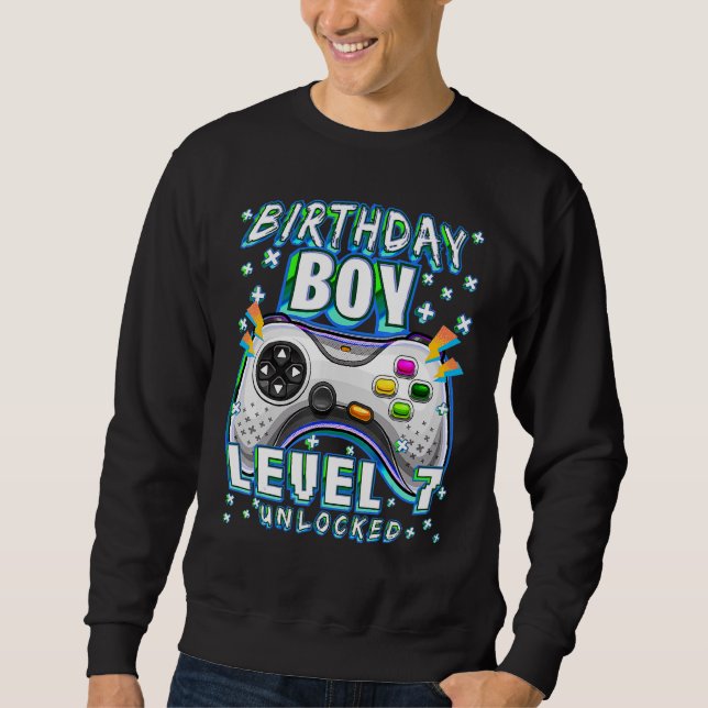 Level 7 Unlocked Video Game 7th Birthday Gamer Boy Sweatshirt (Front)